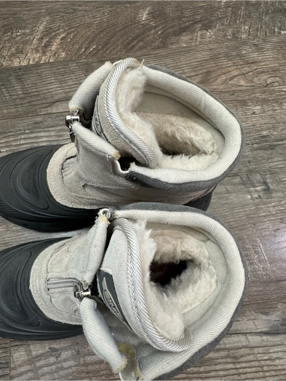 SIMS Womens Snow Boots Size 8 Suede Leather Fleece Lined Winter Zip Gray
